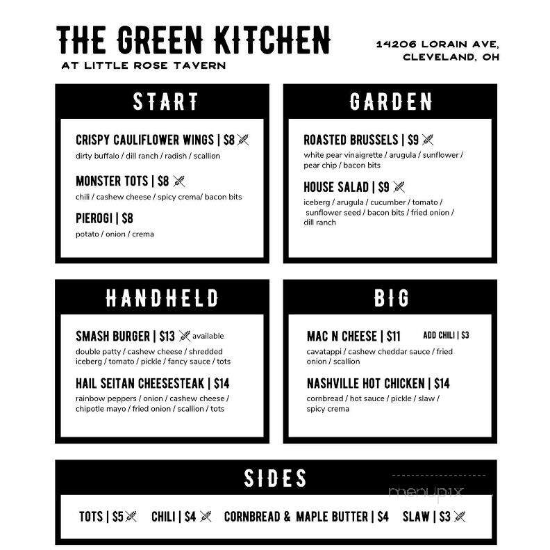 The Green Kitchen @ Little Rose Tavern - Cleveland, OH menu_pic