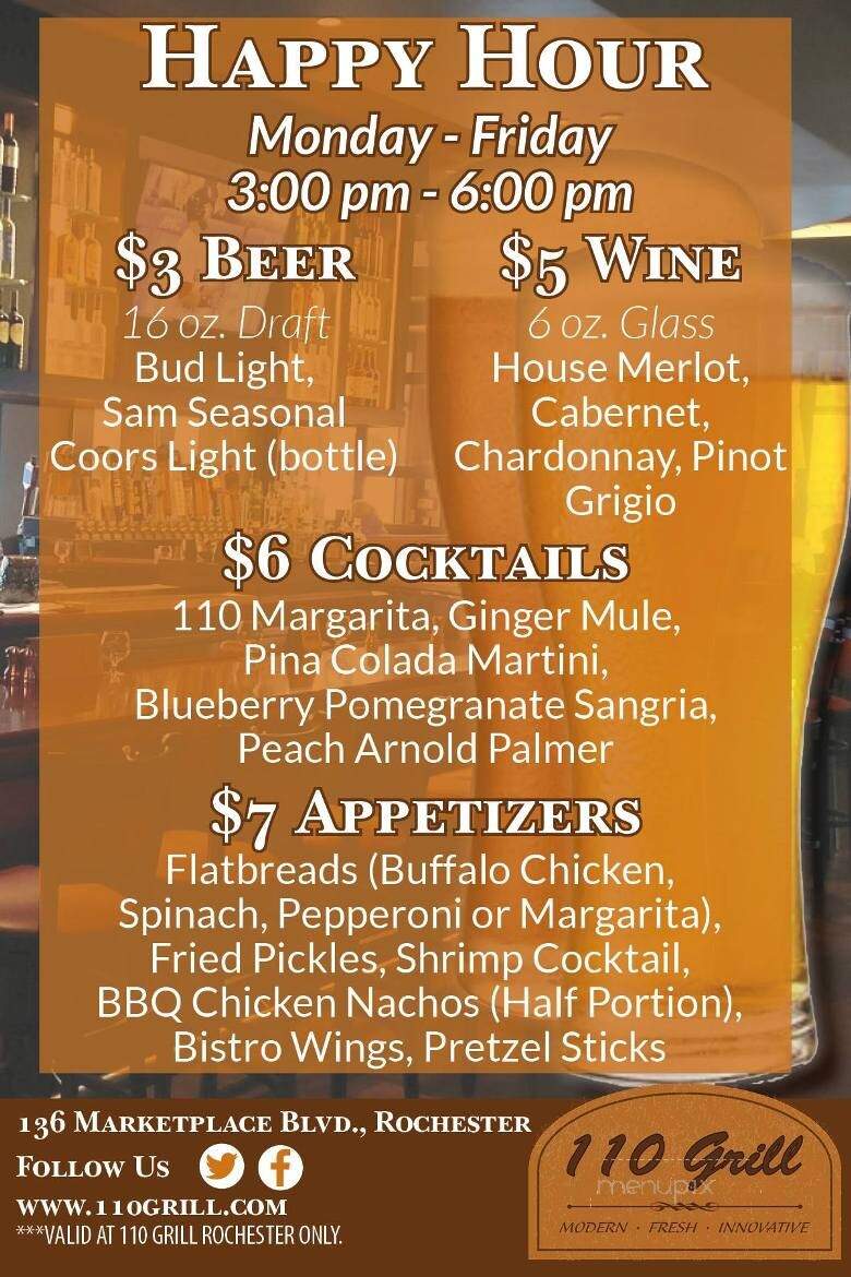 110 Grill - Rochester, NH menu_pic