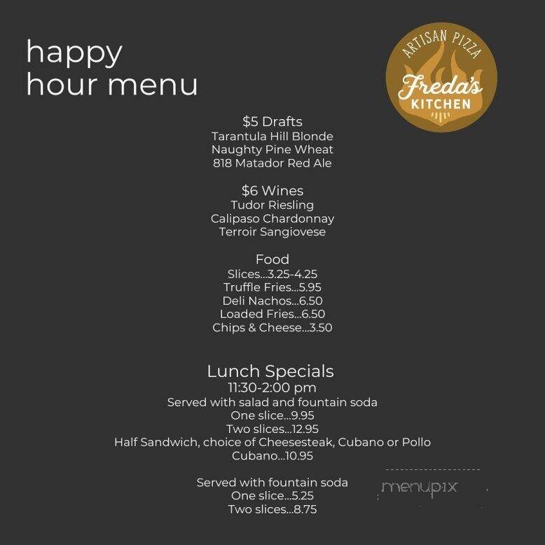Freda's Pizza & Woodfired Kitchen - Westlake Village, CA menu_pic