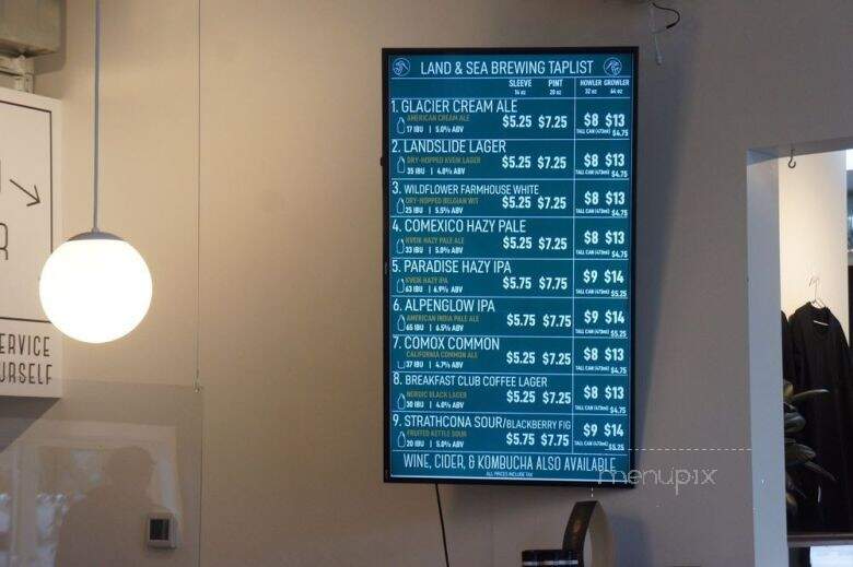 Land & Sea Brewing - Comox, BC menu_pic