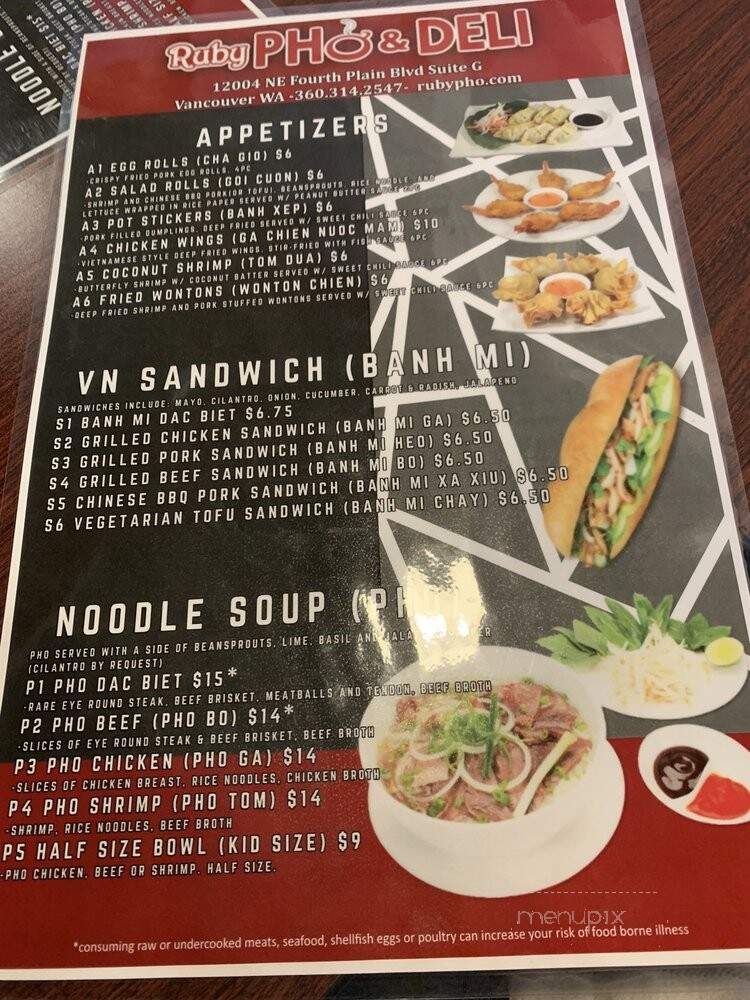 Ruby Pho and Deli - Vancouver, WA menu_pic