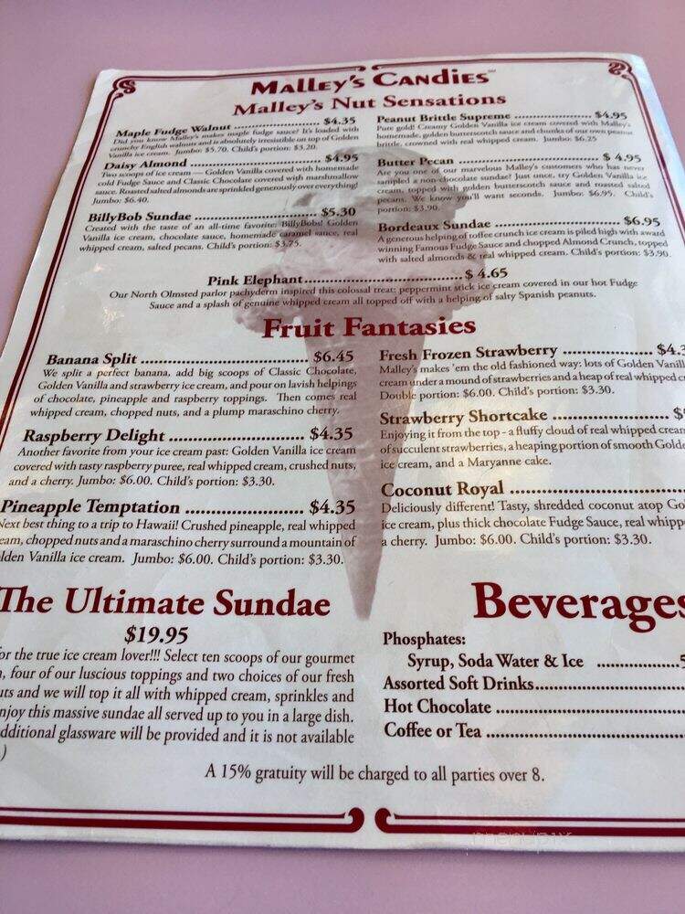 Malleys Chocolates - Mentor, OH menu_pic