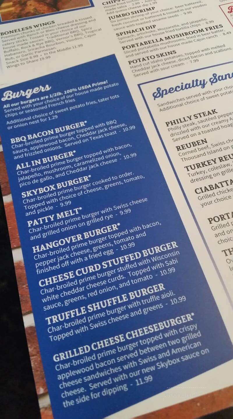 Skybox Sports Grill - Highland, MI menu_pic