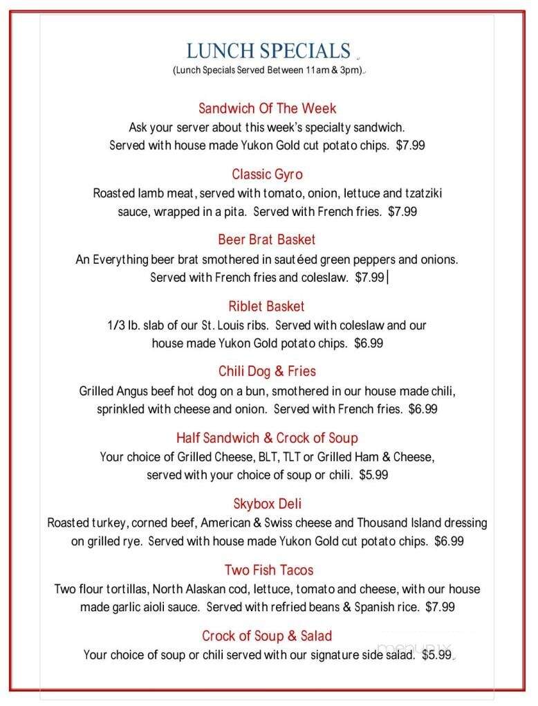 Skybox Sports Grill - Highland, MI menu_pic