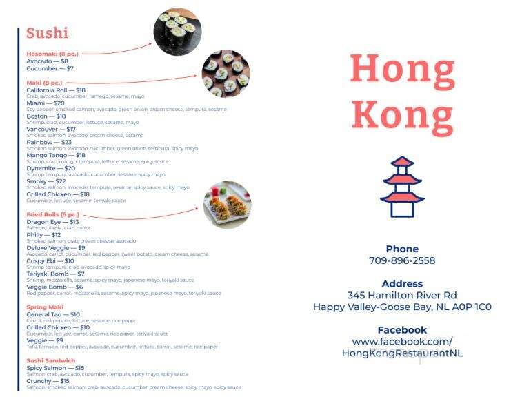 Hong Kong Restaurant - Happy Valley-Goose Bay, NL menu_pic