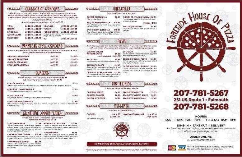 Foreside House of Pizza - Falmouth, ME menu_pic