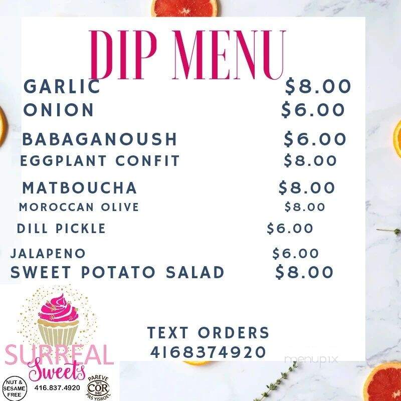 Surreal Sweets - Toronto, ON menu_pic