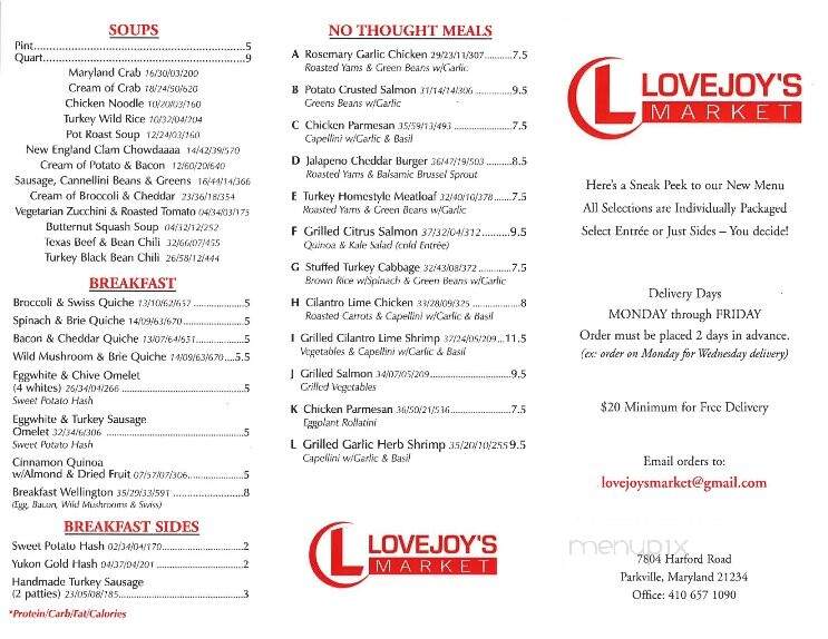 Lovejoy's Market - BALTIMORE, MD menu_pic