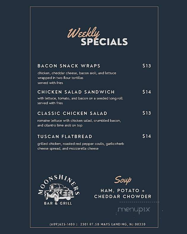 Moonshiners Bar and Grill - Mays Landing, NJ menu_pic
