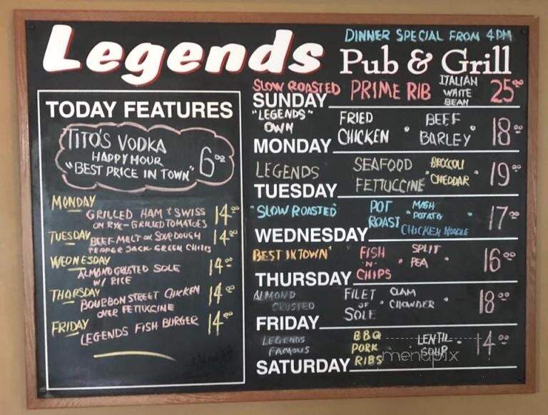 Legends and Icons - Palm Desert, CA menu_pic