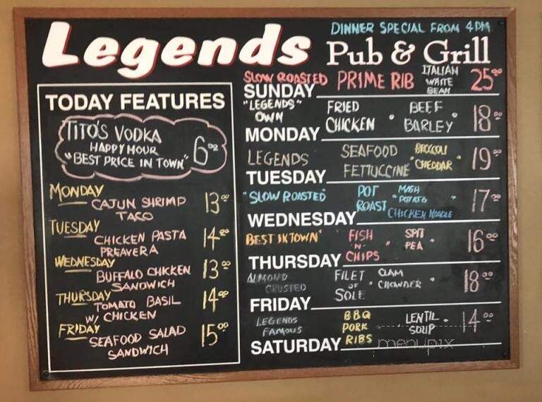 Legends and Icons - Palm Desert, CA menu_pic