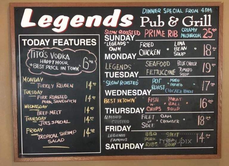 Legends and Icons - Palm Desert, CA menu_pic
