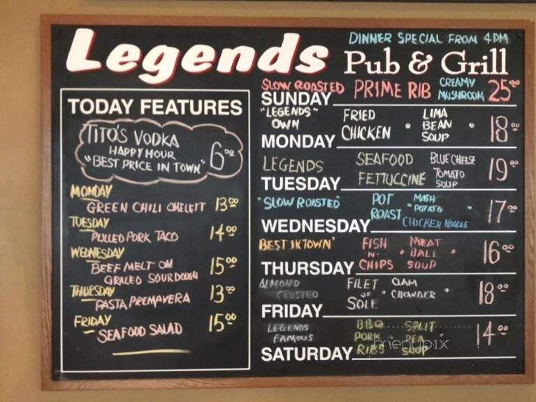 Legends and Icons - Palm Desert, CA menu_pic