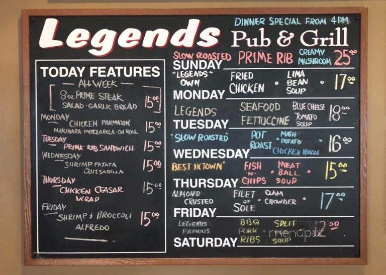 Legends and Icons - Palm Desert, CA menu_pic