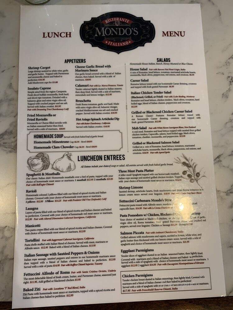 Mondo's Ristorante Italiano - Tulsa, OK menu_pic
