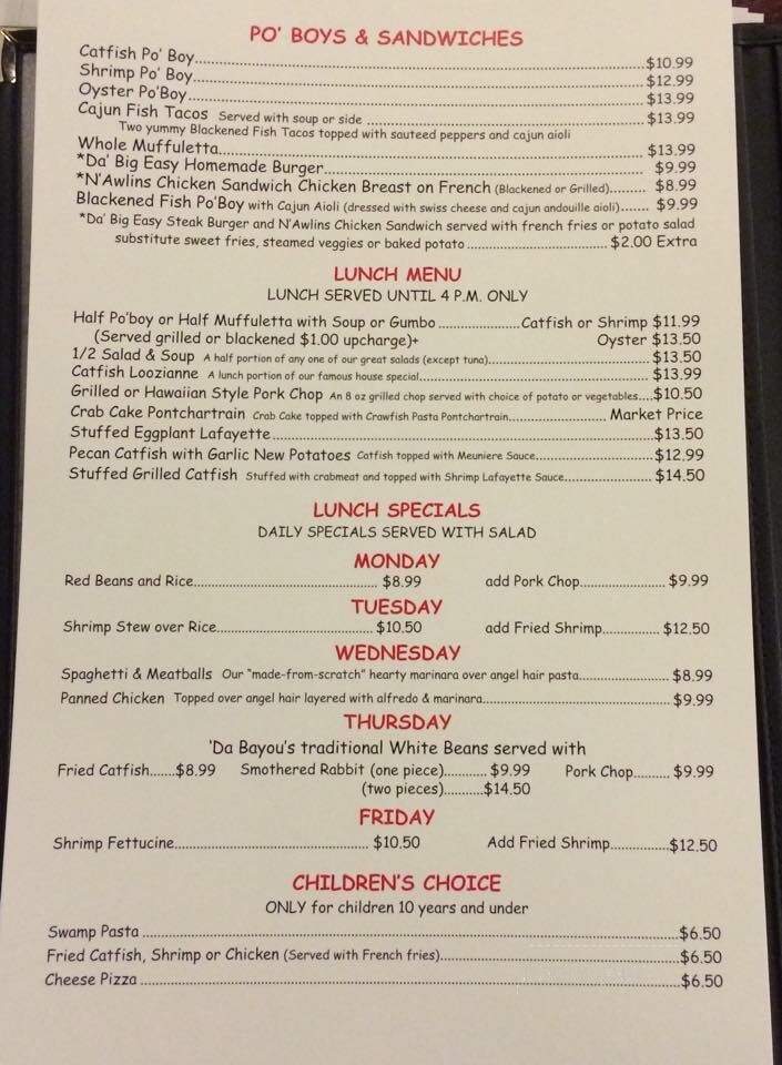 New Orleans Food & Spirits - Harvey, LA menu_pic