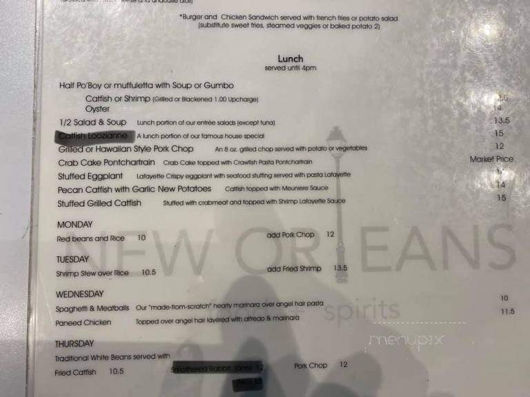 New Orleans Food & Spirits - Harvey, LA menu_pic