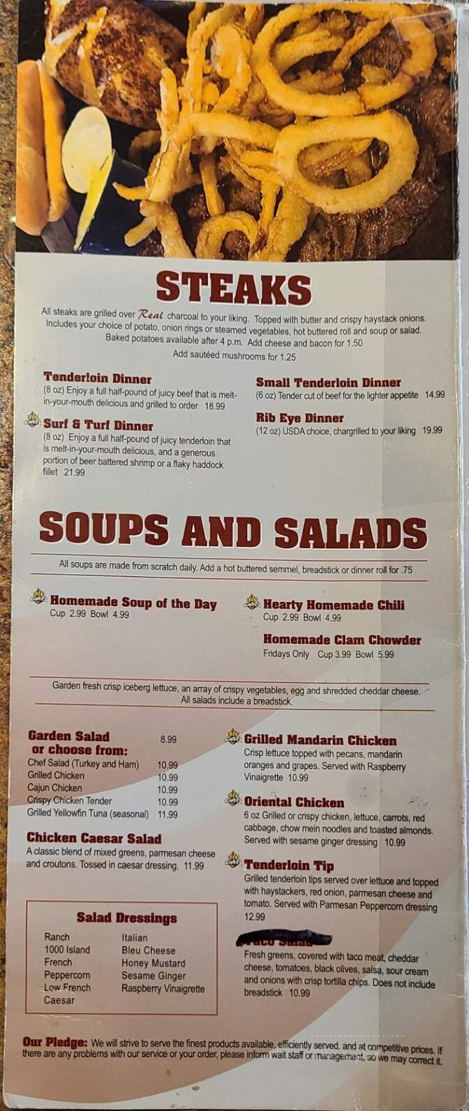 Cinder's Charcoal Grill - Oshkosh, WI menu_pic