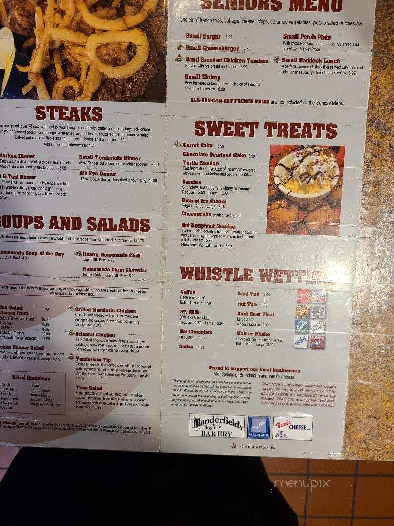 Cinder's Charcoal Grill - Oshkosh, WI menu_pic
