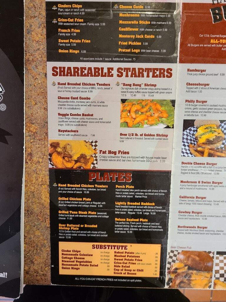 Cinder's Charcoal Grill - Oshkosh, WI menu_pic