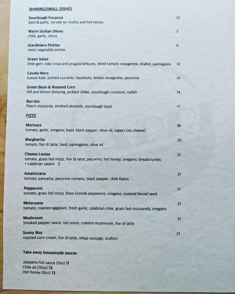 Pizzeria Madre - London, ON menu_pic