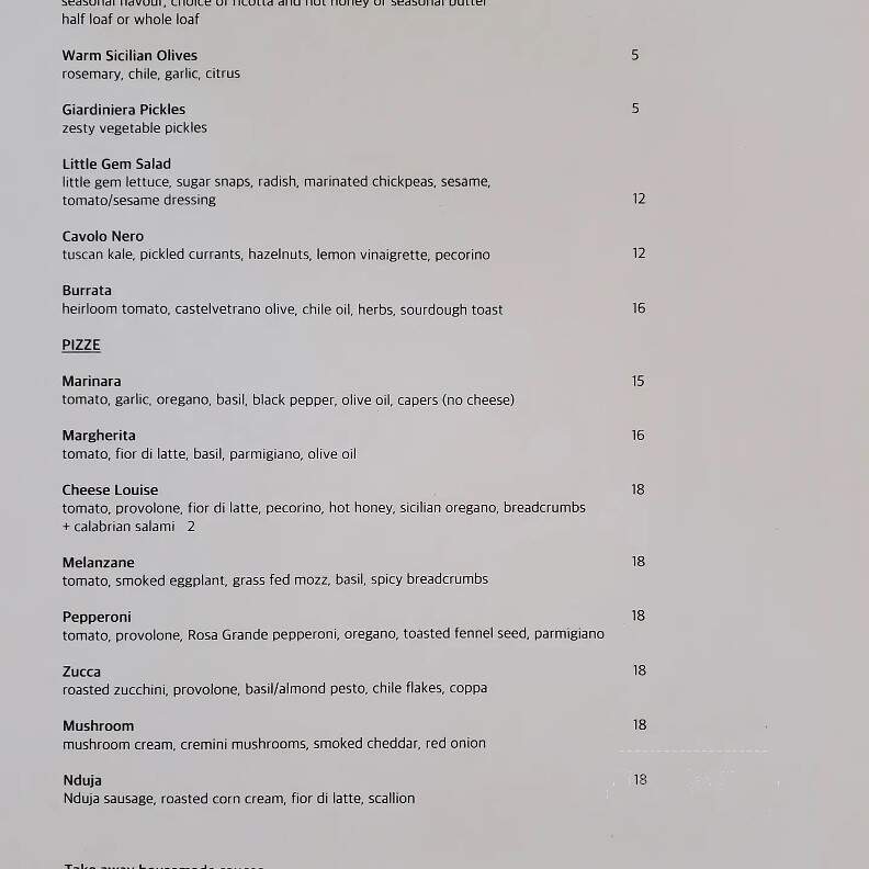 Pizzeria Madre - London, ON menu_pic