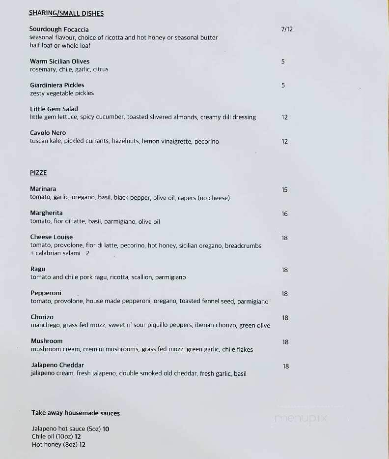 Pizzeria Madre - London, ON menu_pic