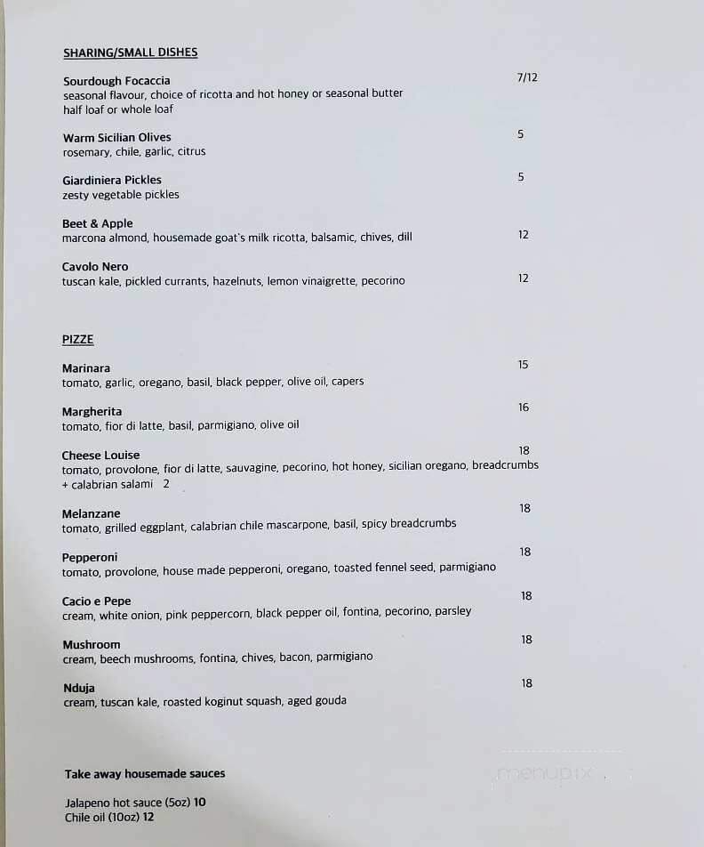 Pizzeria Madre - London, ON menu_pic