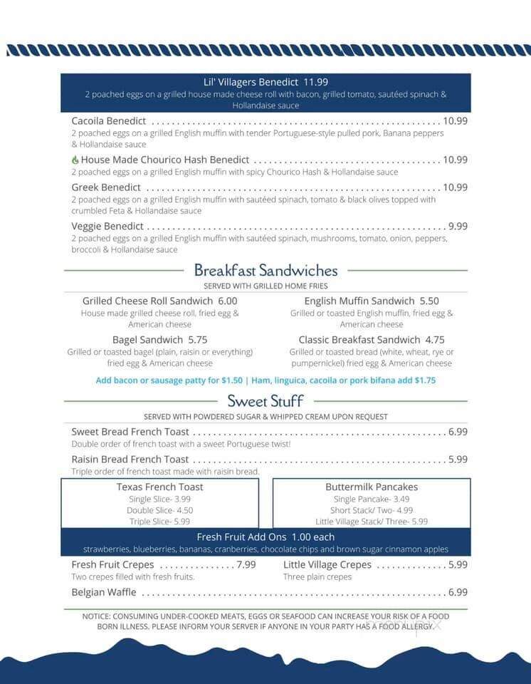 The Little Village Cafe - Fairhaven, MA menu_pic