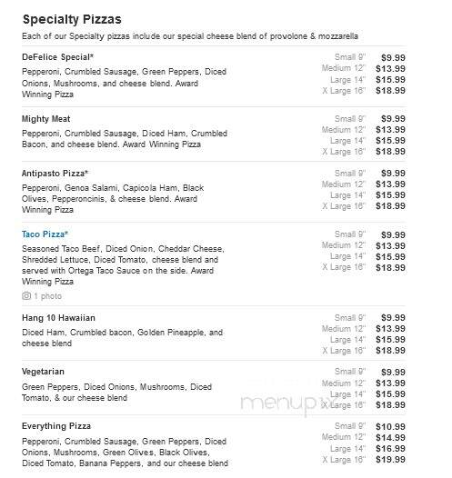 De Felice Brothers Pizza - Saint Clairsville, OH menu_pic