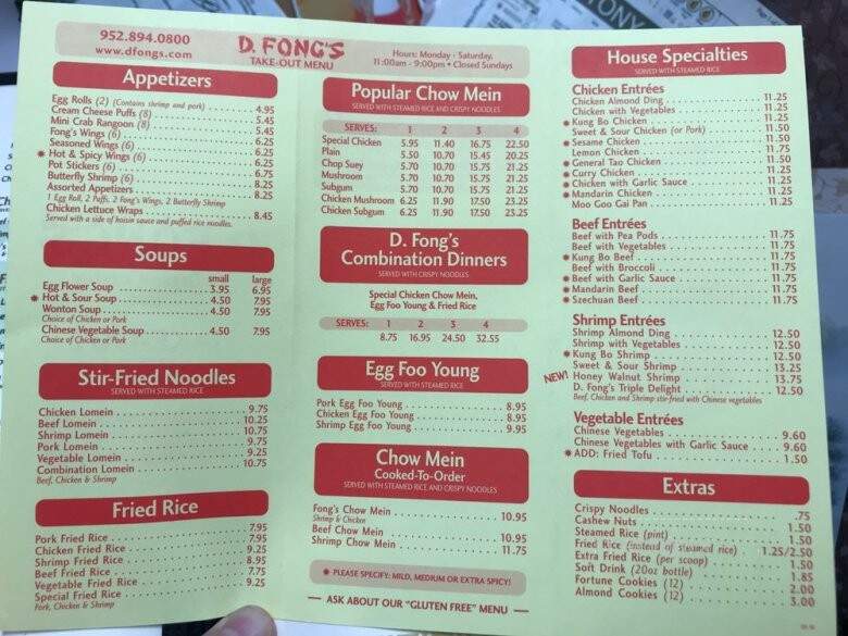 D Fong's Chinese Cuisine - Savage, MN menu_pic
