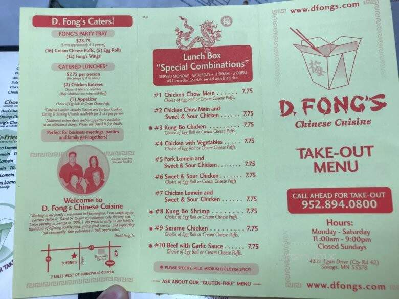 D Fong's Chinese Cuisine - Savage, MN menu_pic