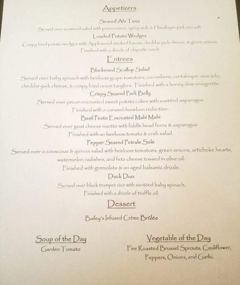 Cypress Creek Grill - Elizabeth City, NC menu_pic
