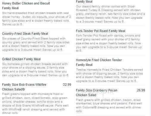 Bob Evans Restaurant - Hermitage, PA menu_pic