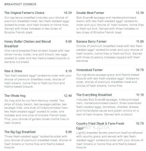 Bob Evans Restaurant - Hermitage, PA menu_pic