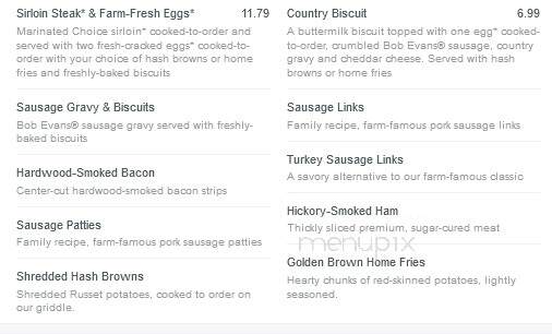 Bob Evans Restaurant - Hermitage, PA menu_pic