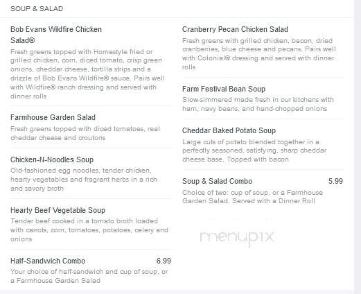 Bob Evans Restaurant - Hermitage, PA menu_pic