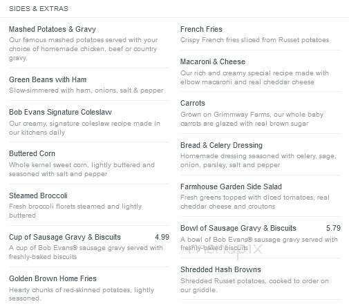 Bob Evans Restaurant - Hermitage, PA menu_pic