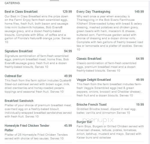 Bob Evans Restaurant - Hermitage, PA menu_pic