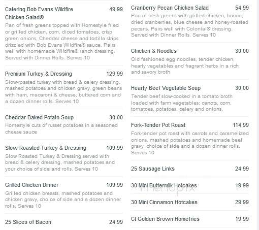 Bob Evans Restaurant - Hermitage, PA menu_pic