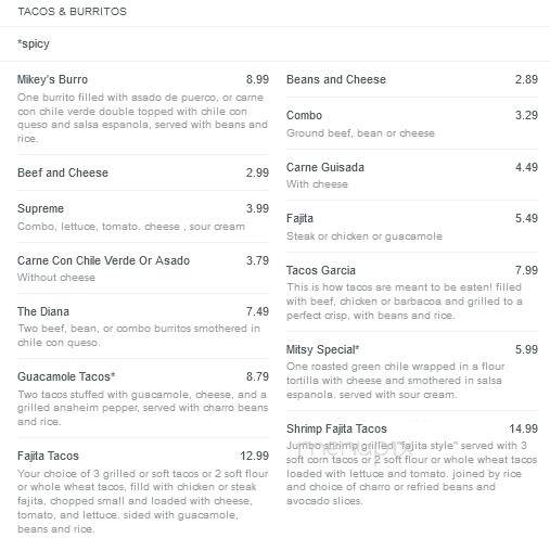 Jorge's Restaurant - Austin, TX menu_pic