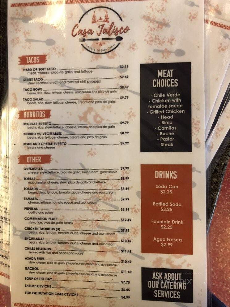 Casa Jalisco - West Sacramento, CA menu_pic