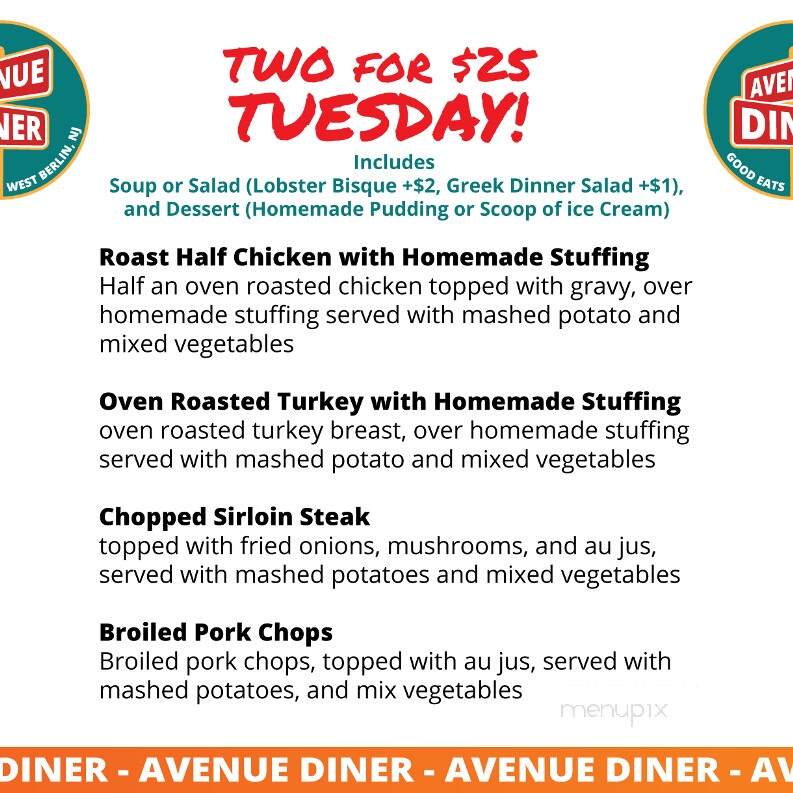 Avenue Diner - West Berlin, NJ menu_pic