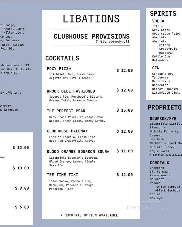 Stonybrook Golf Restaurant - Litchfield, CT menu_pic