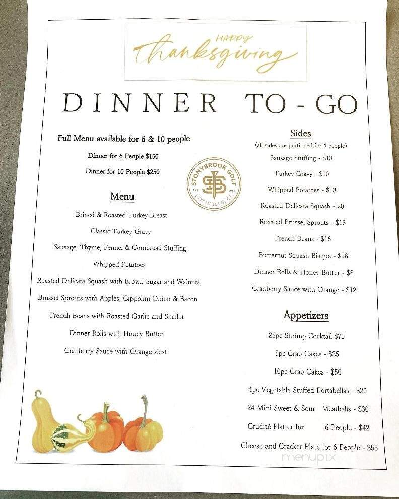 Stonybrook Golf Restaurant - Litchfield, CT menu_pic