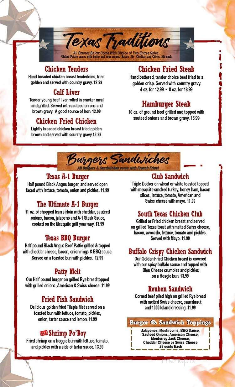 Texas A1 Steaks and Seafood - Portland, TX menu_pic