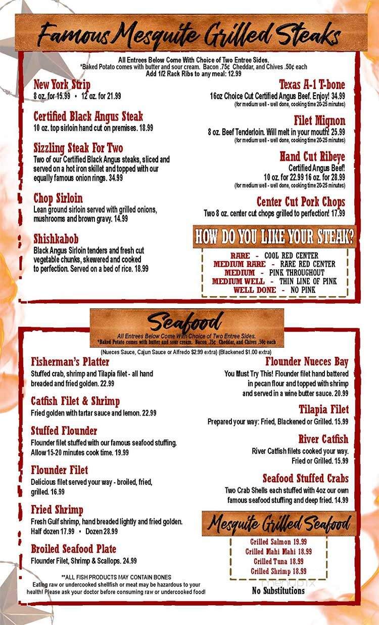 Texas A1 Steaks and Seafood - Portland, TX menu_pic