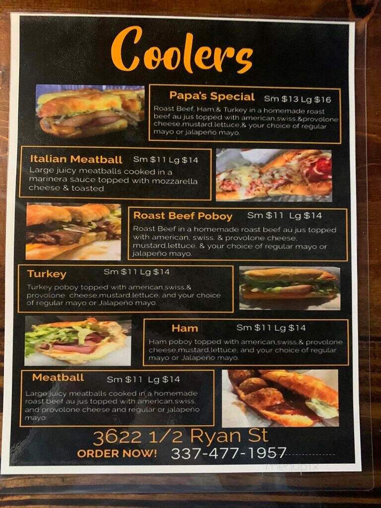 Cooler's Ice Place - Lake Charles, LA menu_pic