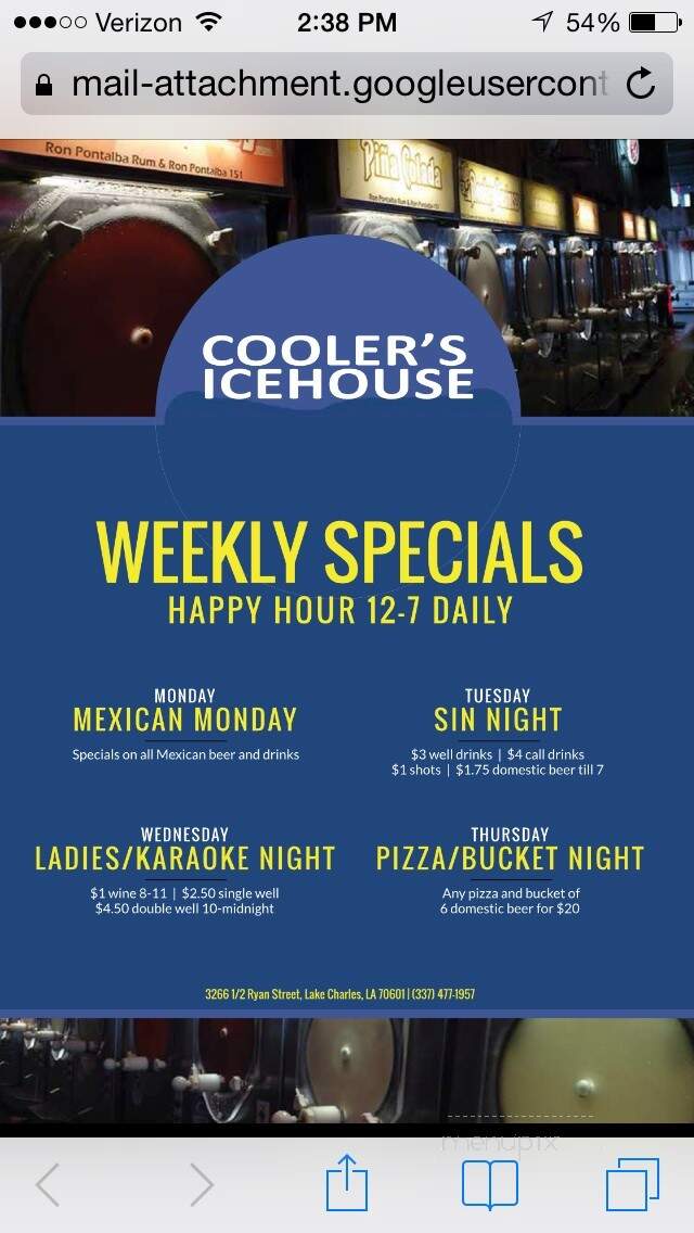 Cooler's Ice Place - Lake Charles, LA menu_pic