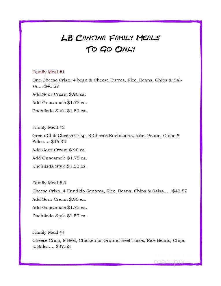 L B Inn - Florence, AZ menu_pic